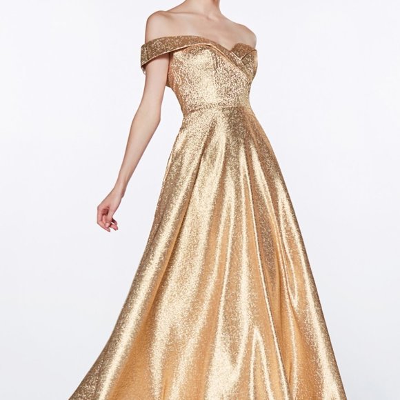 Cinderella Dresses & Skirts - Metallic Off Shoulder Long Evening Dress CDCJ268